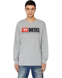DIESEL - T-Shirt mit langen Ärmeln und Fleece-Logo - Lyst