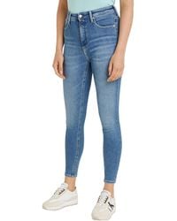 Calvin Klein - High Rise Super Skinny Ankle Pants - Lyst