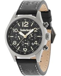 Timberland - Quartz Watch With Black Dial Analogue Display And Dark Brown Leather Strap 14810js/02 - Lyst