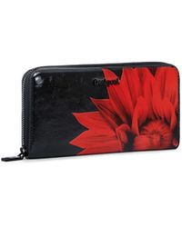 Desigual - Portemonnee Mone Flowerina Fiona Long Wallet Black Zwart - Lyst