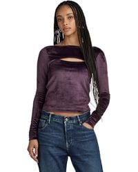 G-Star - Cut-out Slim Boat T-shirt Met Lange Mouwen - Lyst
