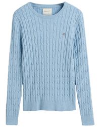 GANT - Stretch Cotton Cable C-neck Pullover Sweater - Lyst