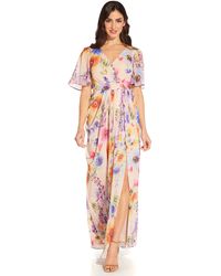 Adrianna Papell - Womens Floral Printed Chiffon Gown Special Occasion Dress - Lyst