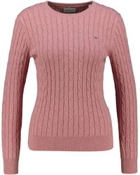 GANT - Stretch Cotton Cable C-neck Sweater - Lyst