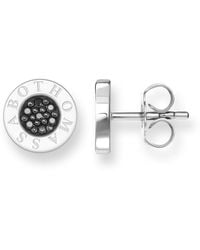 Thomas Sabo - Orecchini Donna a Bottone con Classico Pavé di Zirconi Neri in Argento 925 Placcato Oro H1547-051-11 - Lyst