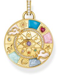 Thomas Sabo - Gold-plated Pendant Wheel Of Fortune With Cold Enamel And Stones 925 Sterling Silver - Lyst