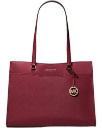 Michael Kors - Jet Set Travel Large Saffiano Leather Pocket Tote Bag Oxblood - Lyst