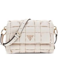 Guess - Schultertasche Marion Flap Shoulder Bag Bone creme - Lyst