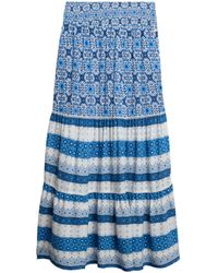 Superdry - Maxirock mit Print Tala Kachelprint Bordüre Blau 34 - Lyst
