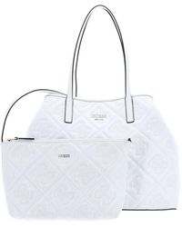 Guess - Vikky II Large Tote White Logo - Lyst