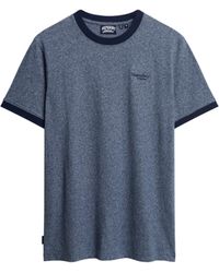 Superdry - Essential Ringer-T-Shirt mit Logo Frost Marineblau Gesprenkelt XL - Lyst