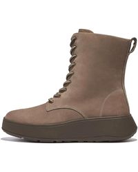 Fitflop - F-mode Nubuck Lace-up Flatform Ankle Boots - Lyst