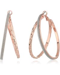 Guess - Rose Gold-tone Silver Glitter Paper Double Hoop Earrings - Lyst