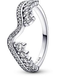 PANDORA - Anillo de onda asimétrica brillante 192543C01-48 - Lyst