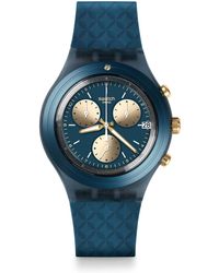 Swatch Chronograph Quarz Uhr mit Silikon Armband SVCN4006 - Blau