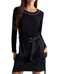 Liu Jo - LiuJo T Shirt Donna iche Lunghe con Logo e Strass Nero E25LJ14 TF4077 JS088 R9937 XS - Lyst