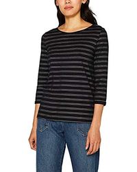 Esprit Shirt mit Glitter-Streifen, 100% Baumwolle - Schwarz