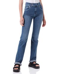 Love Moschino - Superstretch Blue Denim With Embroidered Logo Patch Jeans - Lyst