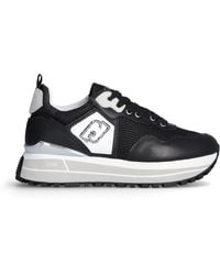 Liu Jo - LIU JO BA5013 Maxi Wonder Black Sneakers Moda per Donna in Pelle e Tessuto Bianca Zeppa Alta - Lyst