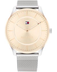 Tommy Hilfiger - Analoge Quartz Horloge Voor Met Zilveren Roestvrijstalen Mesh Armband - 1782530, Lichtanjer Goud, Armband - Lyst