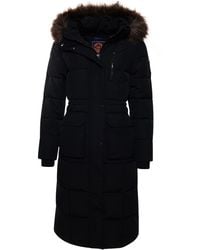 Superdry - Women's Longline Faux Fur Everest Coat - Black (xs) - Lyst