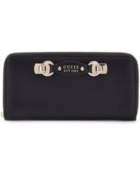 GUESS Geldbörse Amorette - Double Zip Wallet In Schwarz Mit Handschlaufe