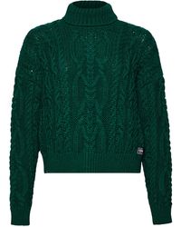 Superdry - Vintage HIGH Neck Cable Knit Polo-Pullover, - Lyst