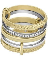 Fossil - 32025867 Ring Stainless Steel Glass Stone - Lyst