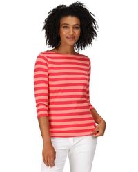 Regatta - S Bayla 3/4 Sleeve Striped Boat Neck T Shirt 20 - Lyst