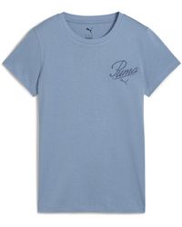 PUMA - Ess Script Tee Cool Blauw - Lyst