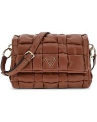 Guess - Schultertasche Marion Flap Shoulder Bag Cognac braun - Lyst