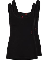 HUGO - Two-pack Of Stretch-cotton Vests With Vertical Logos - Lyst