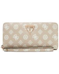 Guess - Laurel SLG Large Zip Around Wallet L Sand Logo - Lyst
