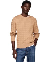 Tommy Hilfiger - Cotton Cable Crew Neck Sweater - Lyst