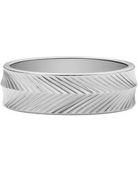 Fossil - Harlow Linear Texture Stainless Steel Band Ring - Lyst