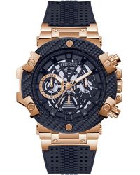 Guess - Navy Strap Navy Dial Rose Gold Tone - Lyst