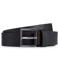 HUGO - S Giove-s-log-all Sz30 Italian-leather Belt With Handwritten Logos - Lyst