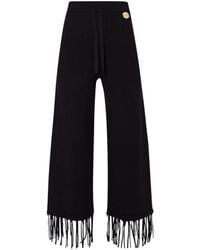 Liu Jo - Pantalone in maglia con frange nero E24LJ40 5F3139 M - Lyst