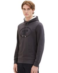 Tom Tailor - Hoodie Sweatshirt mit Logo-Print aus Baumwolle - Lyst