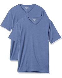 Essentials Herren Slim-Fit 2er-Pack kurzärmeliges T-Shirt mit V-Ausschnitt und Taschen