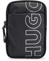HUGO - Outline-logo Reporter Bag In Diamond-structured Material - Lyst
