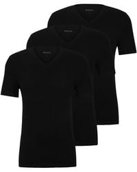 BOSS - Paquete de tres camisetas de punto de algodón con cuello en pico - Lyst