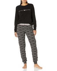 Emporio Armani - Printed Cotton Sweater and Pants Pajama Set Pyjama-Set aus bedruckter Baumwolle und Hose Pyjamaset - Lyst
