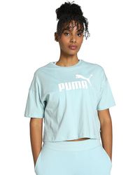PUMA - Crop-Top Essentials Logo Cropped T-Shirt - Lyst