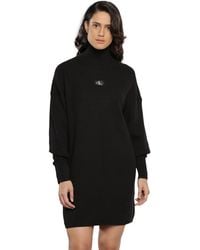 Calvin Klein - Sweater Dress Woven Label Loose Long Sleeve - Lyst