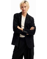 Desigual - Geometric Flocked Blazer - Lyst