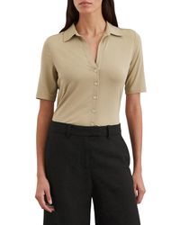 Marc O' Polo - Kurzarmbluse mit klassischem Kentkragen Regular Fit - Lyst