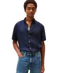 Tommy Hilfiger - Short Sleeve Casual Linen Button Down Shirts In Regular Fit - Lyst