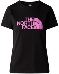The North Face - NF0A87N6YES1 W S/S Easy Tee T-Shirt Donna TNF Black/Violet Crocus Taglia M - Lyst