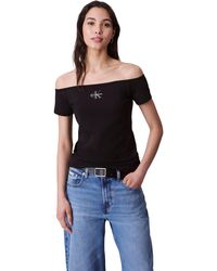 Calvin Klein - Jeans Mngrm Off Shldr Strt Lv047c203g Andere Casual Shirts - Lyst